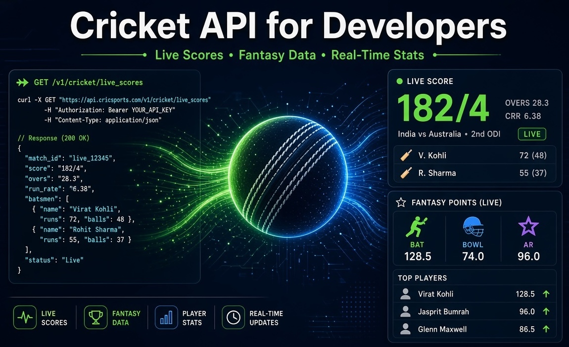 Cricket API for Developers: Live Scores, Fantasy & Cricket Data